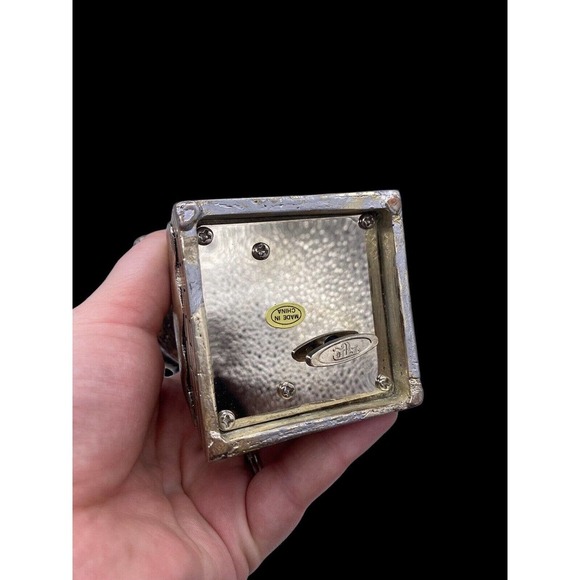 Santa Claus Wind Up Music Box Figurine Silver Plate Vtg Santa is Coming to Town - Picture 10 of 11